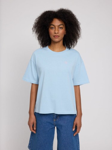 Back Print T-Shirt foggy blue flowers